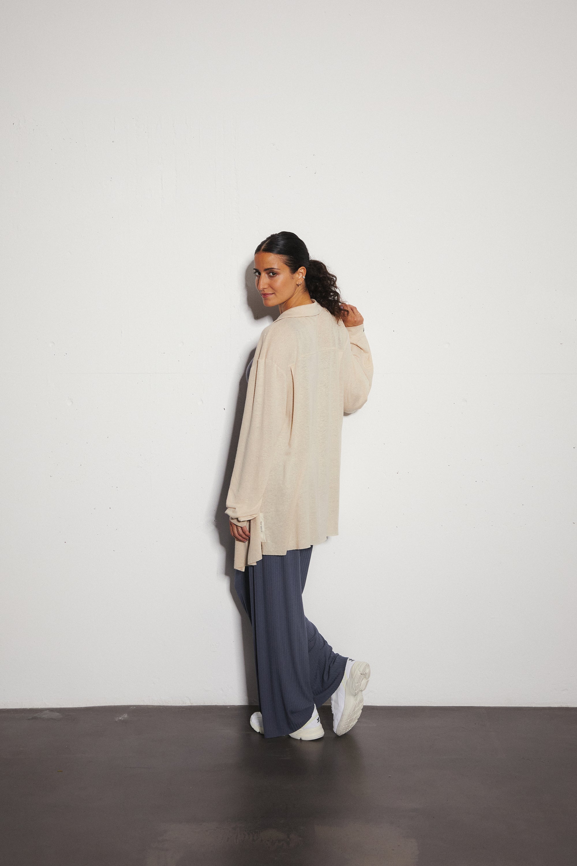 Bluse Leinen Mittelknopf
